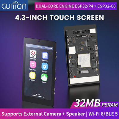 JC4880P443C_I_W Kit de desenvolvimento com tela sensível ao toque IPS de 4,3 polegadas de alto custo-benefício, compatível com plataformas duplas ESP32P4/ESP32-C6